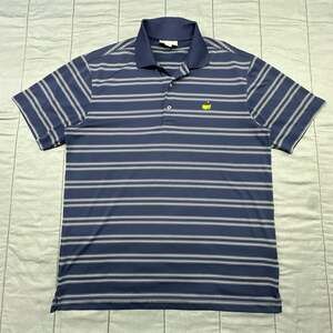 Masters Performance Striped Polo Shirt Navy Blue Golf Shirt Men's Large